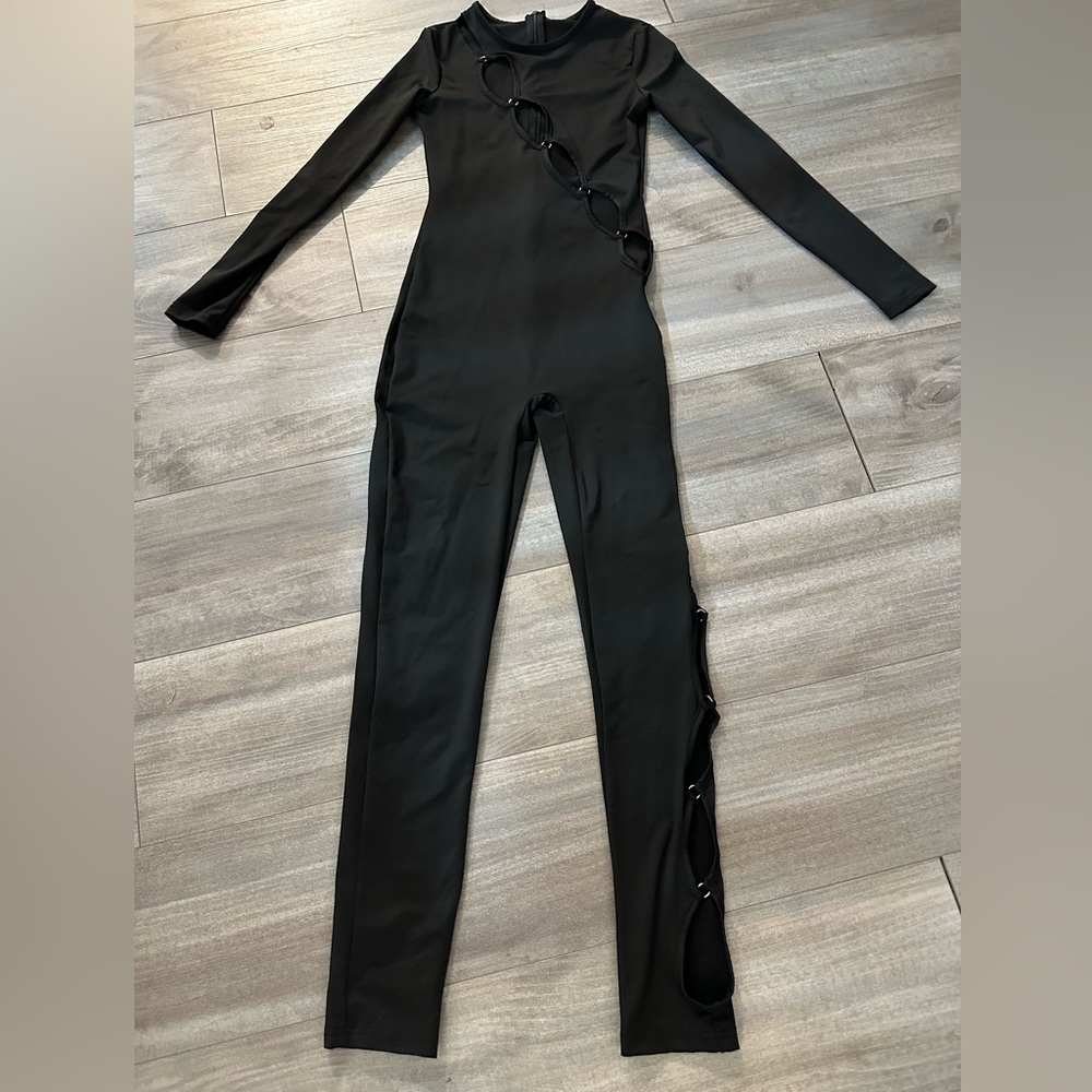 Sexy Black Cutout Unitard Jumpsuit - Size S